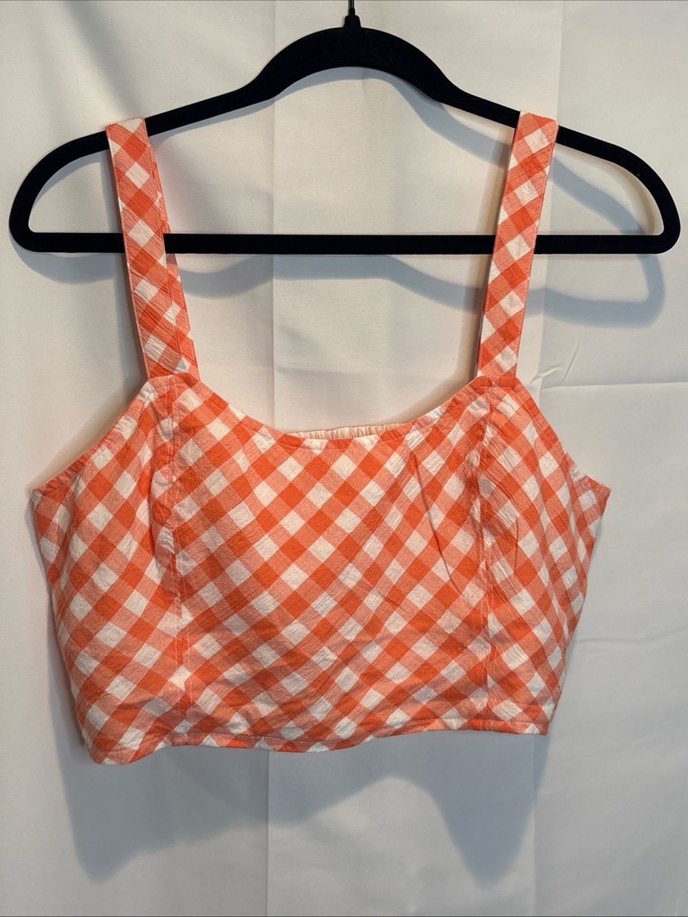 aerie Orange and White Gingham Tank